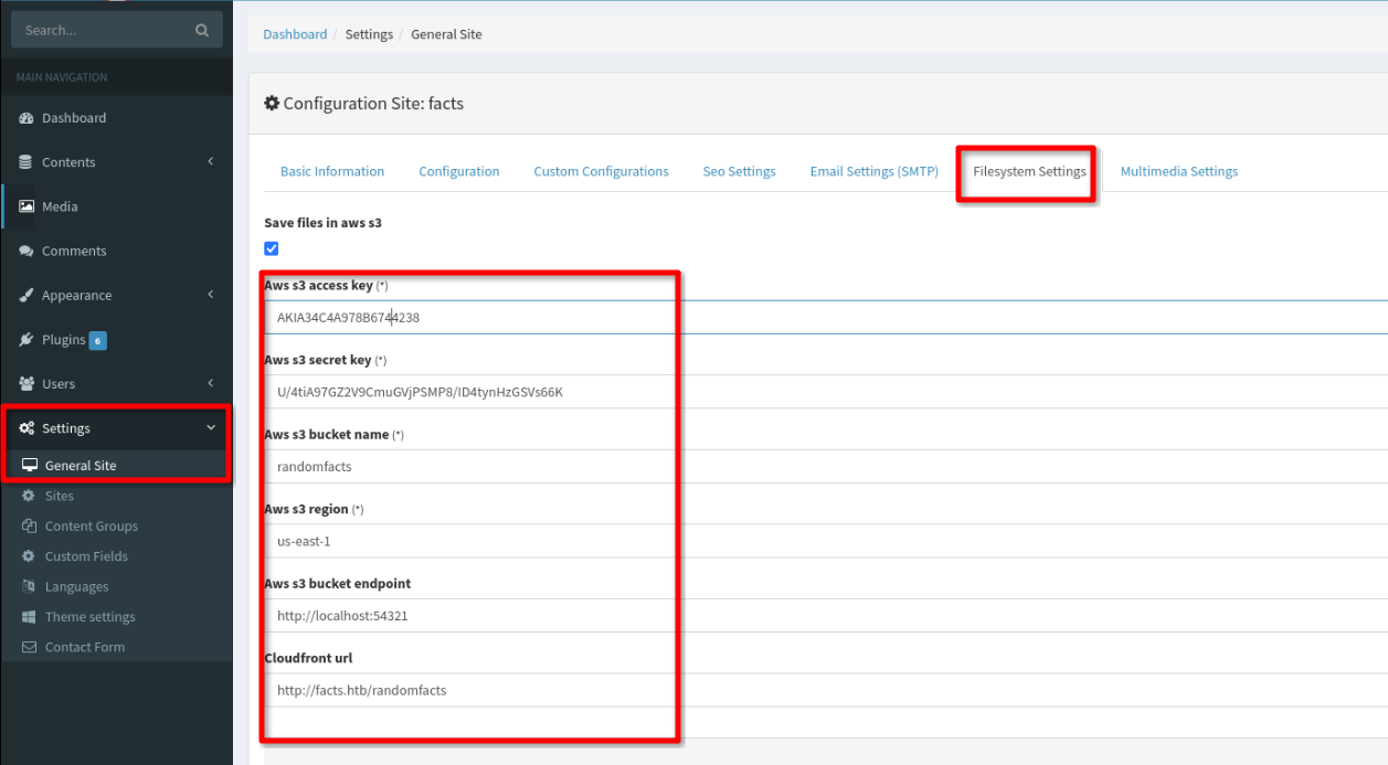 AWS S3 credentials in filesystem settings